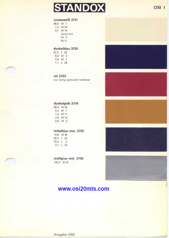 Standox Paint Color Chart